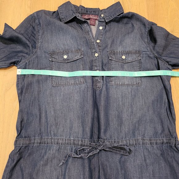 Gloria Vanderbilt Dress Denim Above Knee XS Chambray Roll Tab Sleeve Drawstring - Picture 11 of 14
